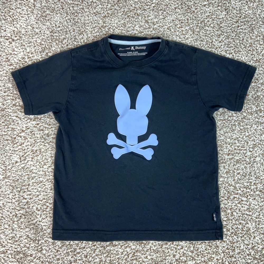 Psycho Bunny Shirt Boys Medium Youth Navy Logo Pima Cotton Graphic Tee T Kids